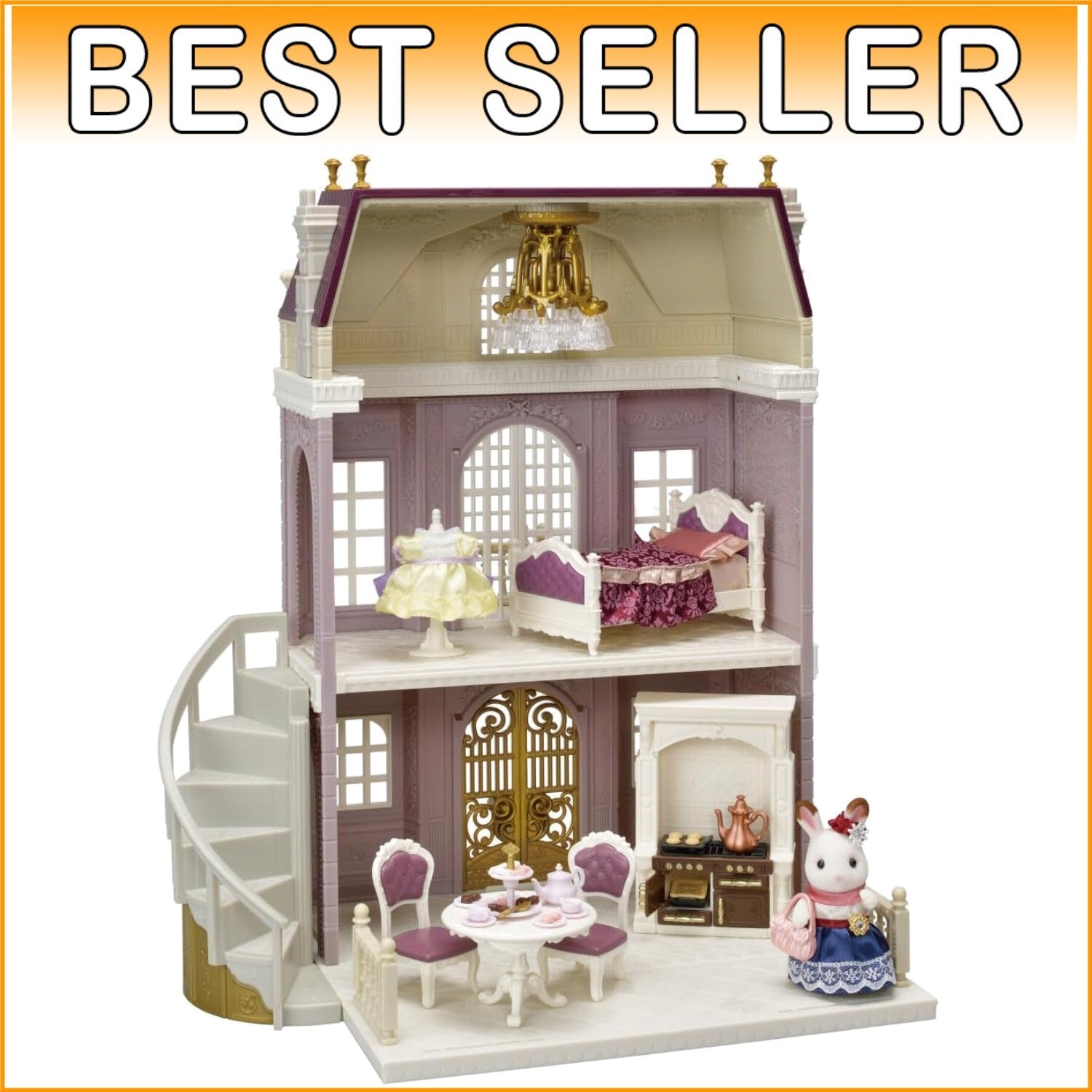 Charming 2-Story Town Manor with Rabbit and Accessories - Gift of Imagination