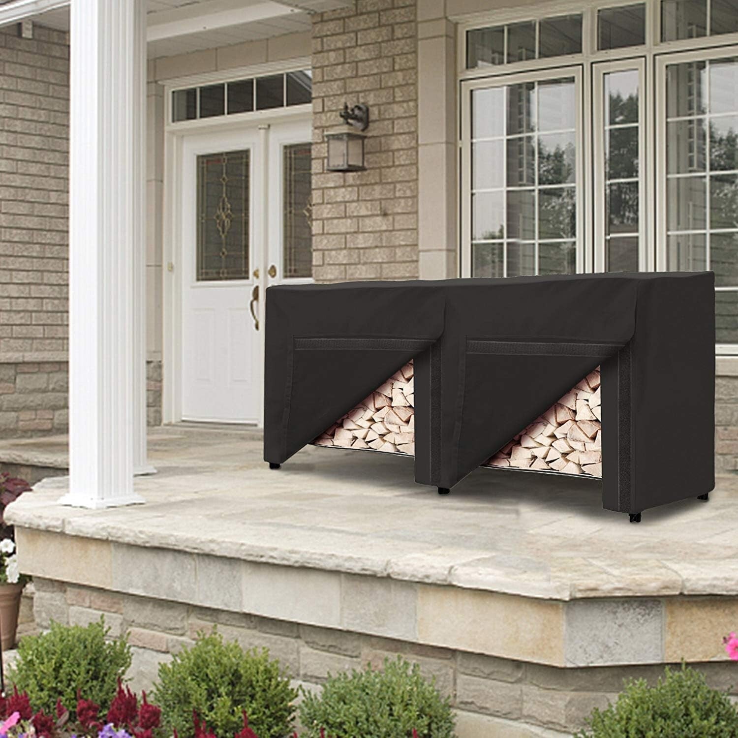 8 ft Outdoor Log Rack Cover with Fastening Straps – Protect Firewood Year-Round