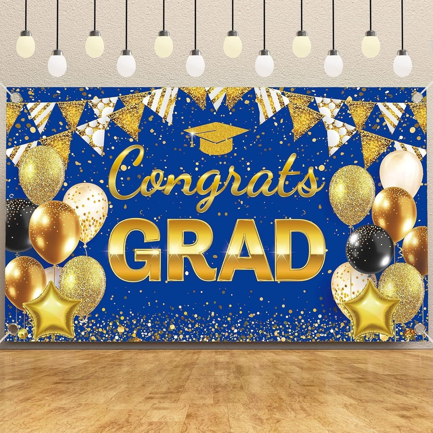 2025 Graduation Party Supplies - 245 PCS Blue & Gold Complete Decoration Kit