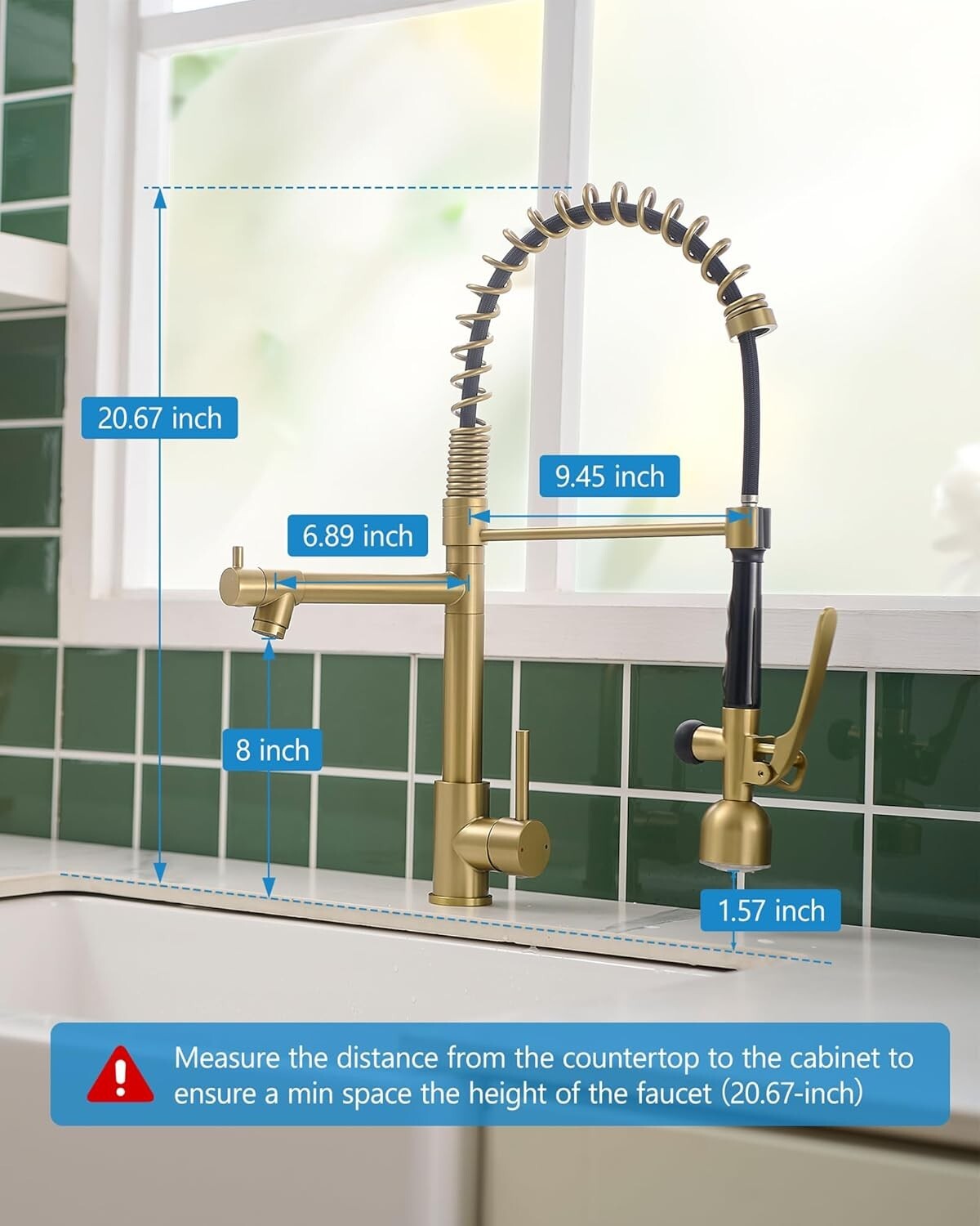 Single Handle Brushed Gold Kitchen Faucet with Temperature-Sensitive LED