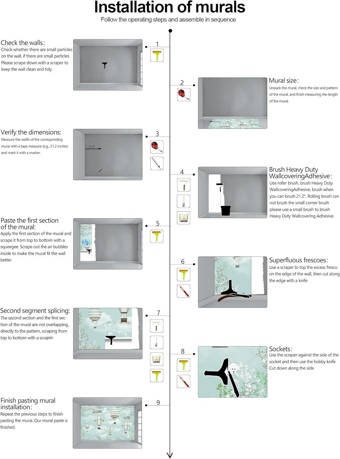 Animal-Themed Hot Air Balloon Wallpaper Mural - Perfect for Nurseries