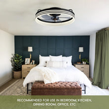 Load image into Gallery viewer, Dimmable LED Flush Mount Ceiling Fan with 6 Speeds &amp; Remote Control - 20" Black