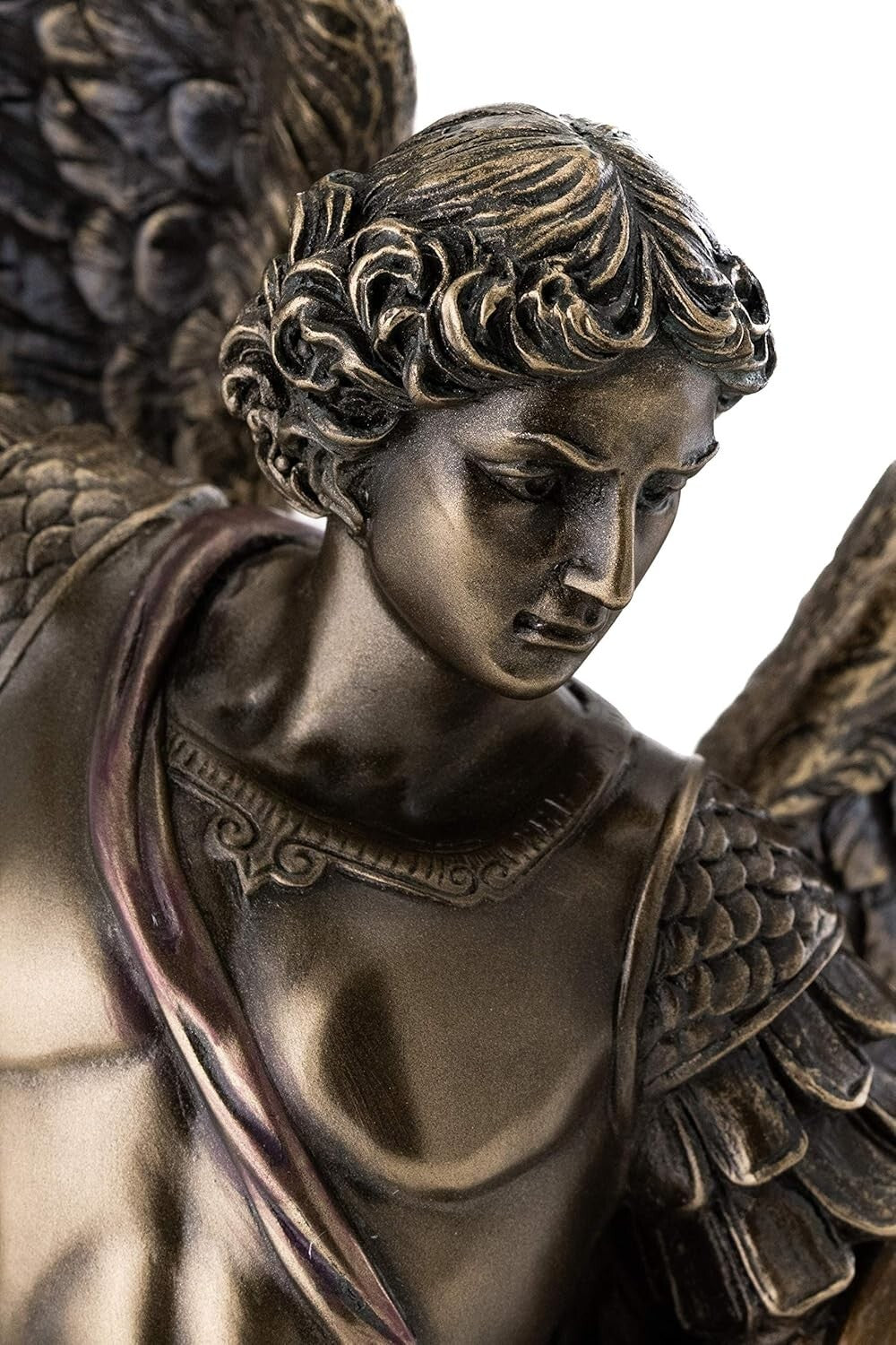 Elegant 14.5-Inch St. Michael Statue in Premium Cold-Cast Bronze for Collectors