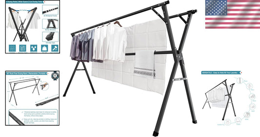 Collapsible Indoor/Outdoor Clothes Drying Rack - 300 lb Capacity & Non-Slip Feet