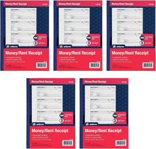 Load image into Gallery viewer, Enhanced Carbonless Money &amp; Rent Receipt Books - 5 Pack, 100 Sets Each