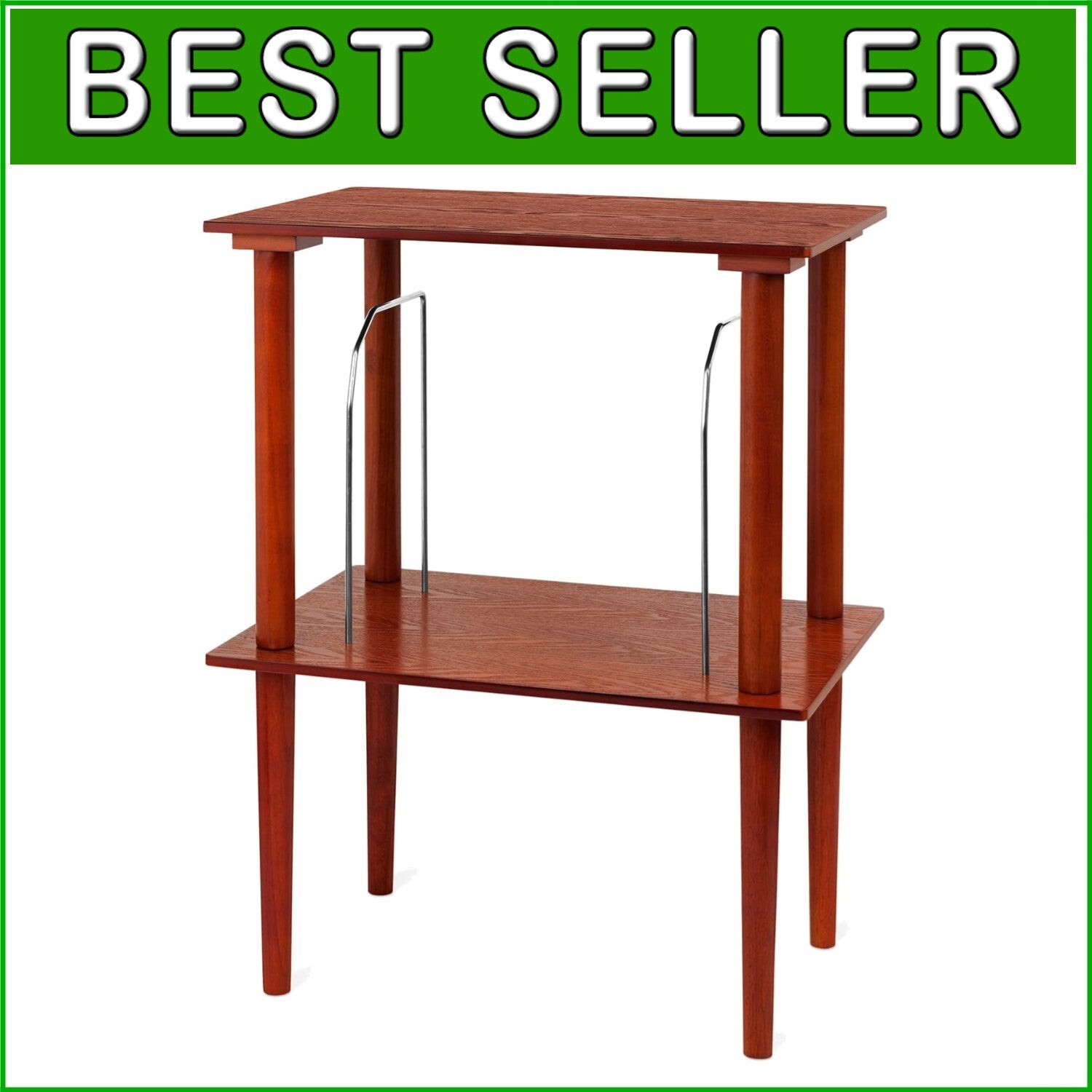 Elegant Mahogany Wooden Stand for Music Centers with 50+ Vinyl Record Holder