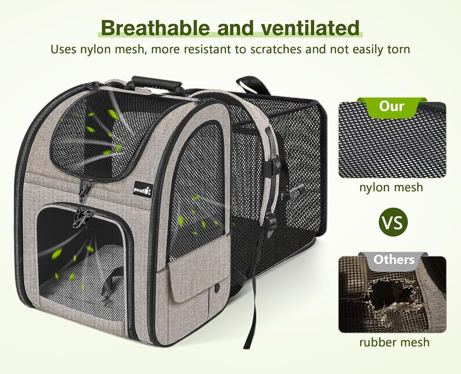 Stylish Expandable Pet Backpack with 4 Entrances for Easy Access & Ventilation