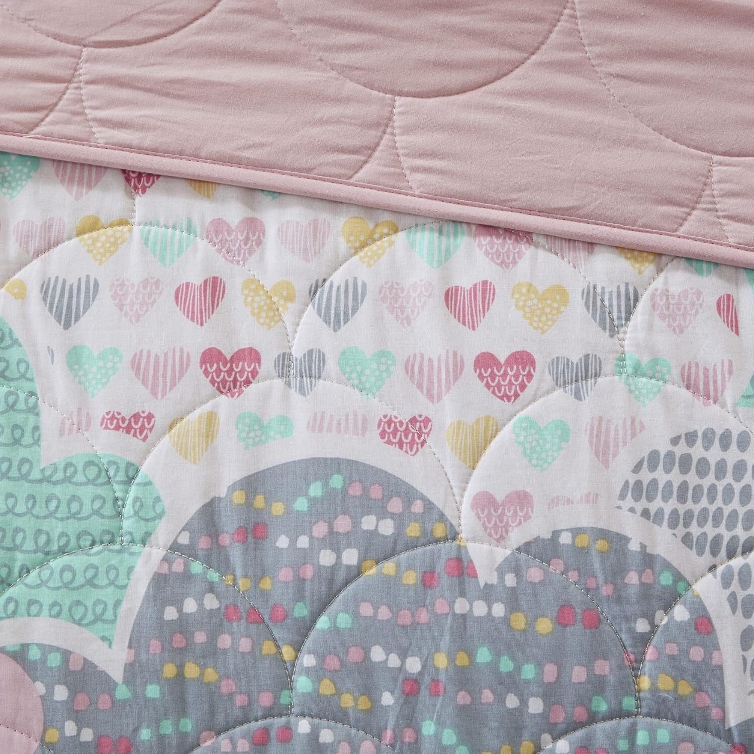 Whimsical Reversible Cotton Quilt Set for Kids - Cloud Pink Full/Queen