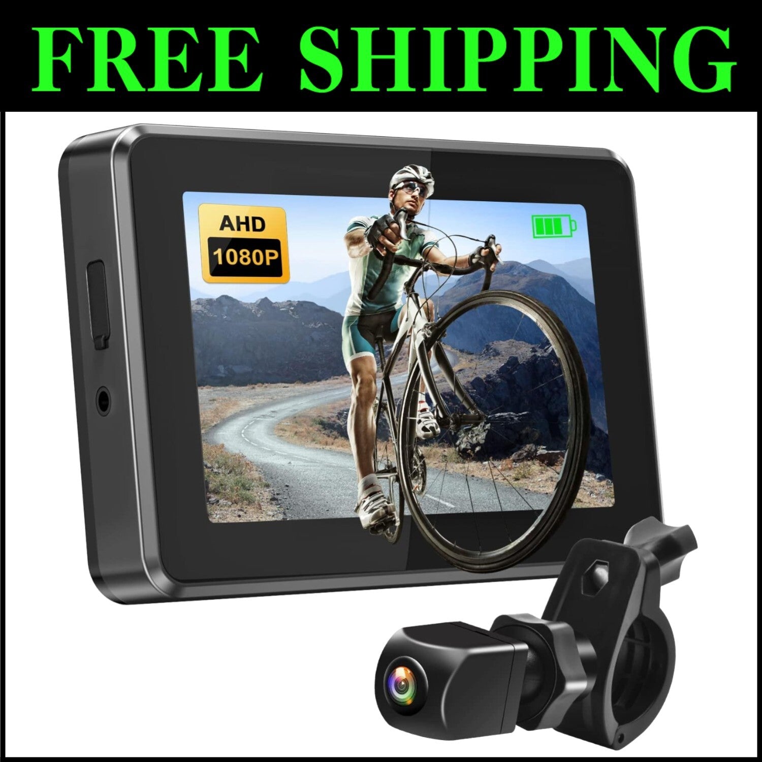 1080P AHD Bike Rear View Camera with 4.3'' Display - Safer Cycling Experience