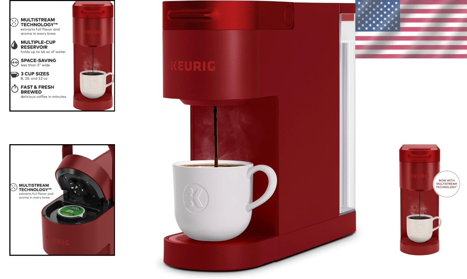 Compact Scarlet Red K-Slim Single Serve Coffee Maker with Programmable Features