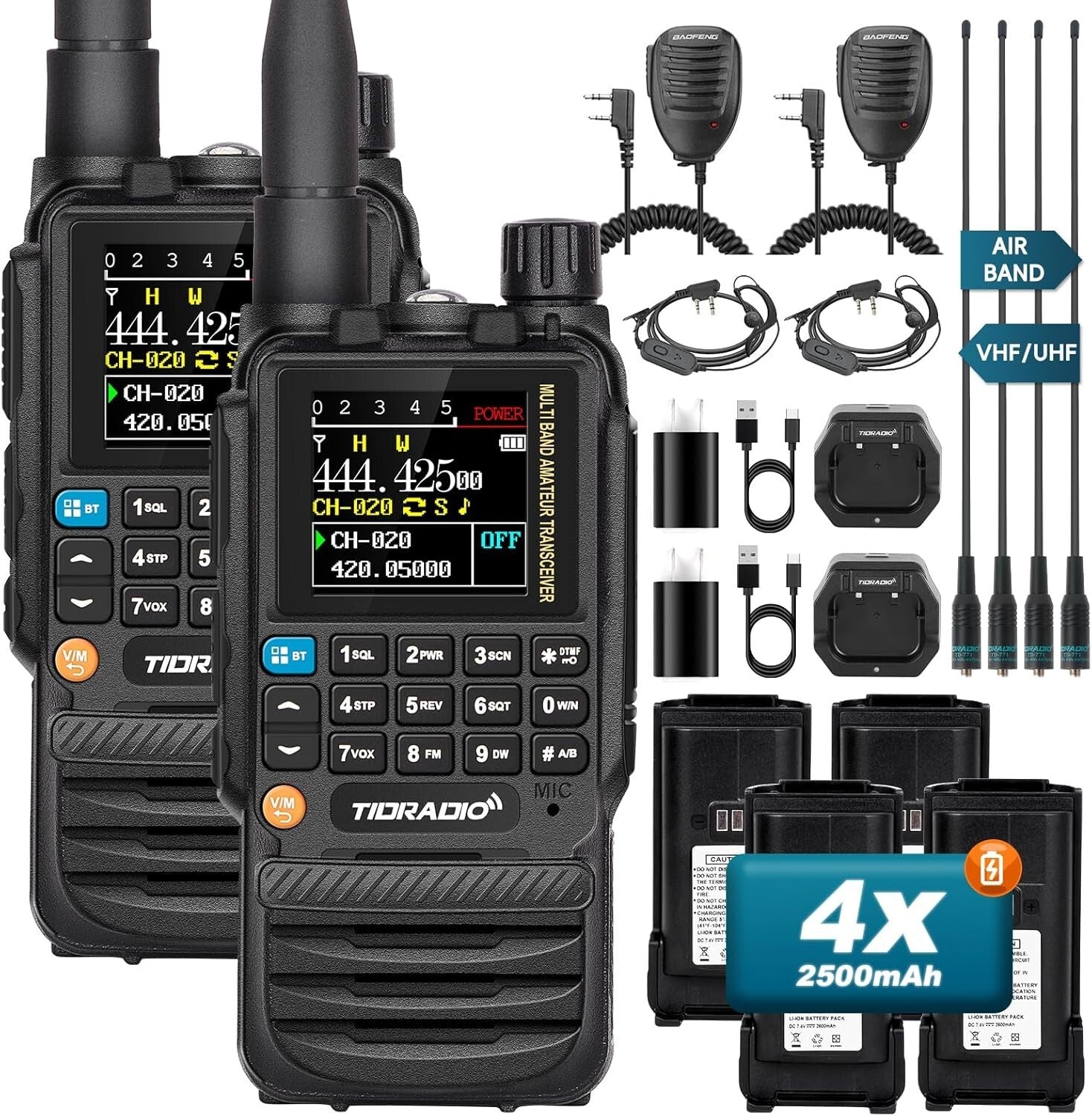 Durable Multi-Band Radio with TFT Color Screen, Includes Extensive Accessories