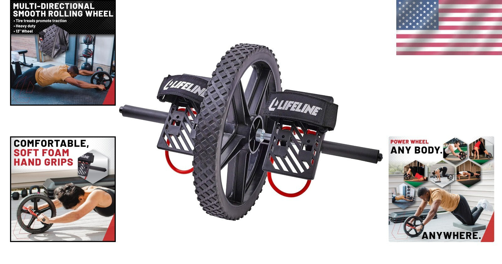 Full Body Functional Fitness Power Wheel - Strengthens Abs & All Muscle Groups