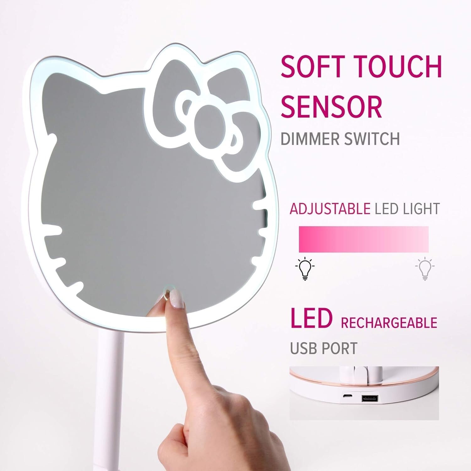 Adorable Hello Kitty Touch Sensor Makeup Mirror with Adjustable LED Brightness