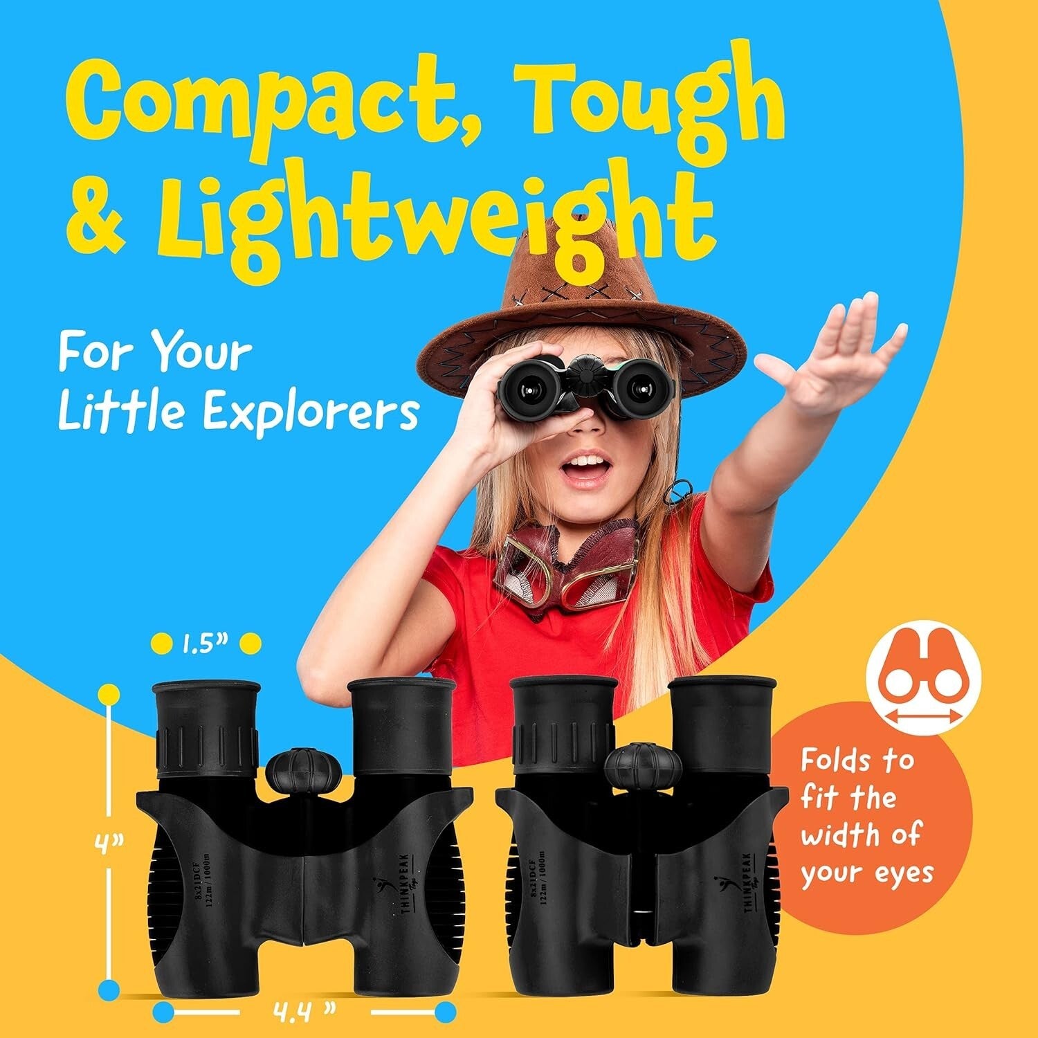Think Peak Kids Binoculars - 8x Magnification Compact Adventure Toy for Ages 4-8