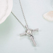 Load image into Gallery viewer, Love Infinity Pearl Necklace in Sterling Silver - June Birthstone Gift for Her