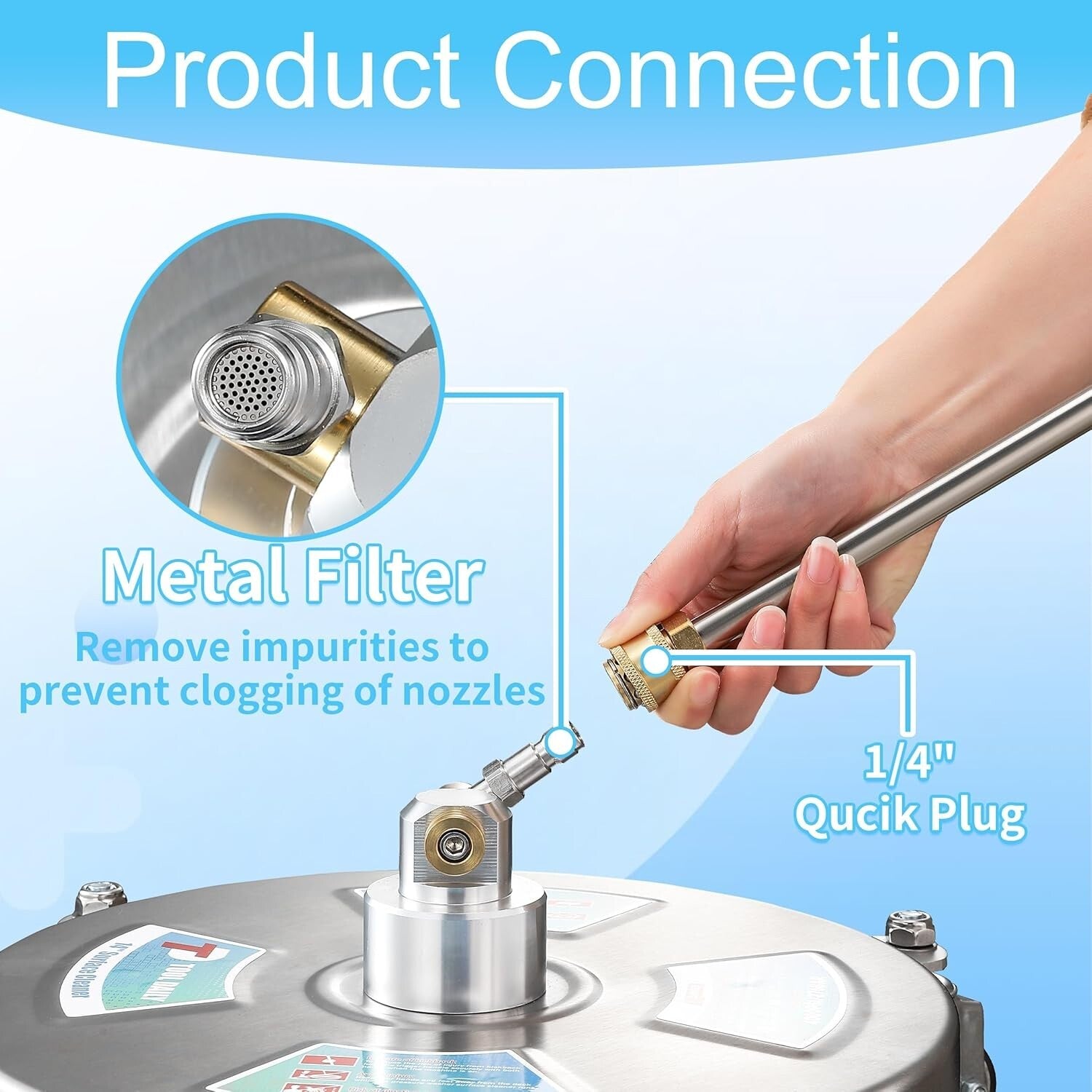 Portable 14” Pressure Washer Surface Cleaner with 4 Wheels for Ultimate Mobility