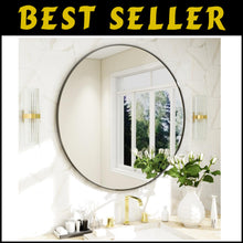 Load image into Gallery viewer, Elegant 24 Inch Round Mirror with Black Metal Frame for Modern Home Decor