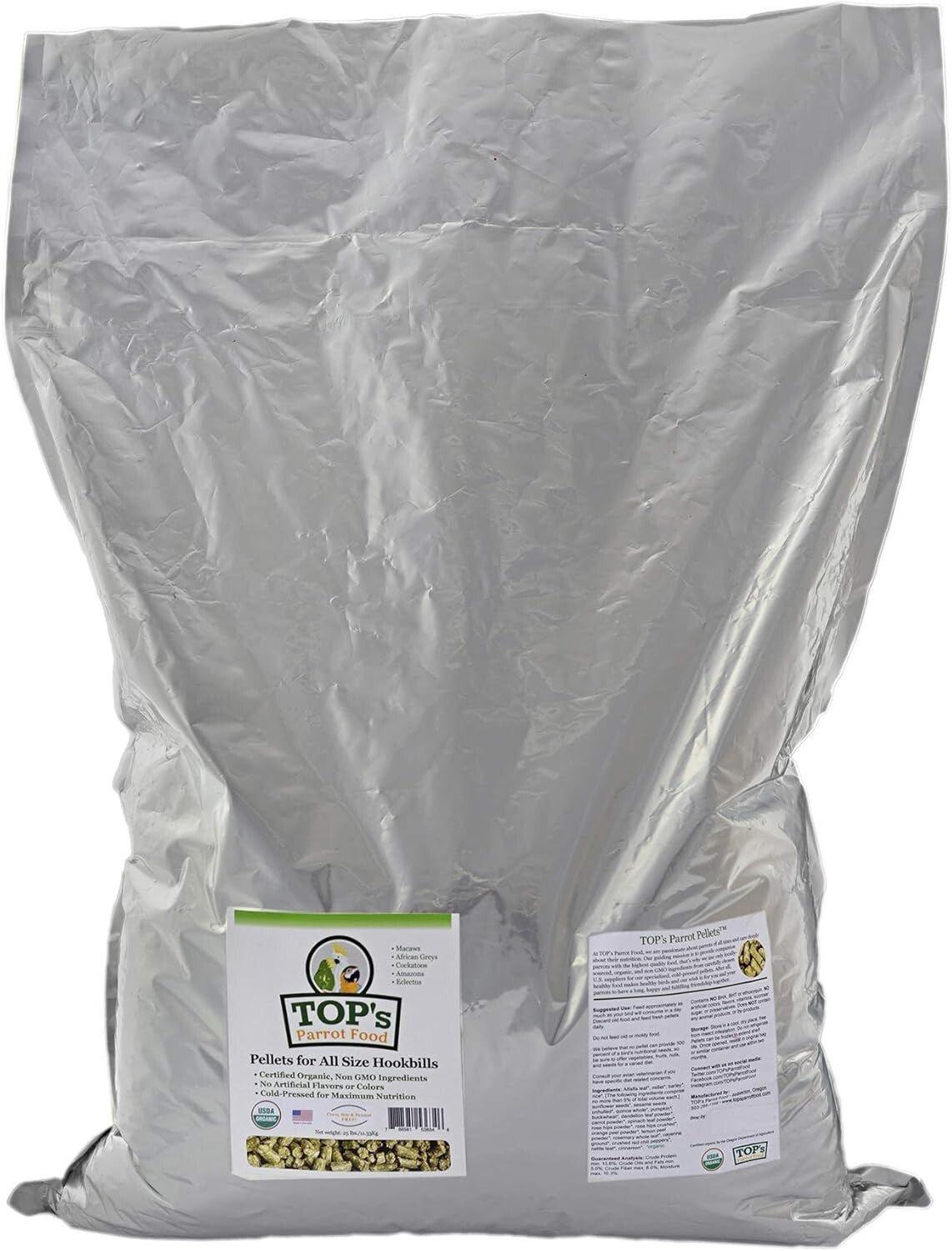 Premium Non-GMO Hookbill Pellets for Parrots - 25 lb of Healthy Nutrition
