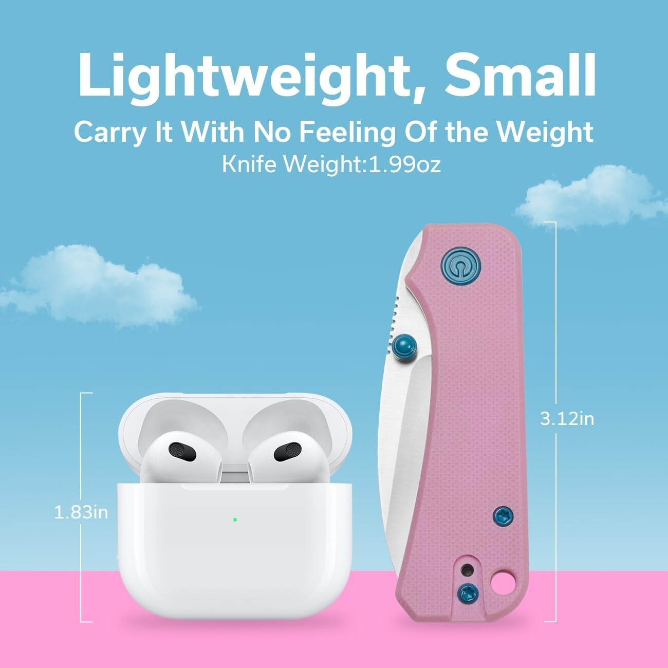 EDC Compact Folding Knife - 2.34" Nitro-V Blade, G10 Handle & Titanium Opener