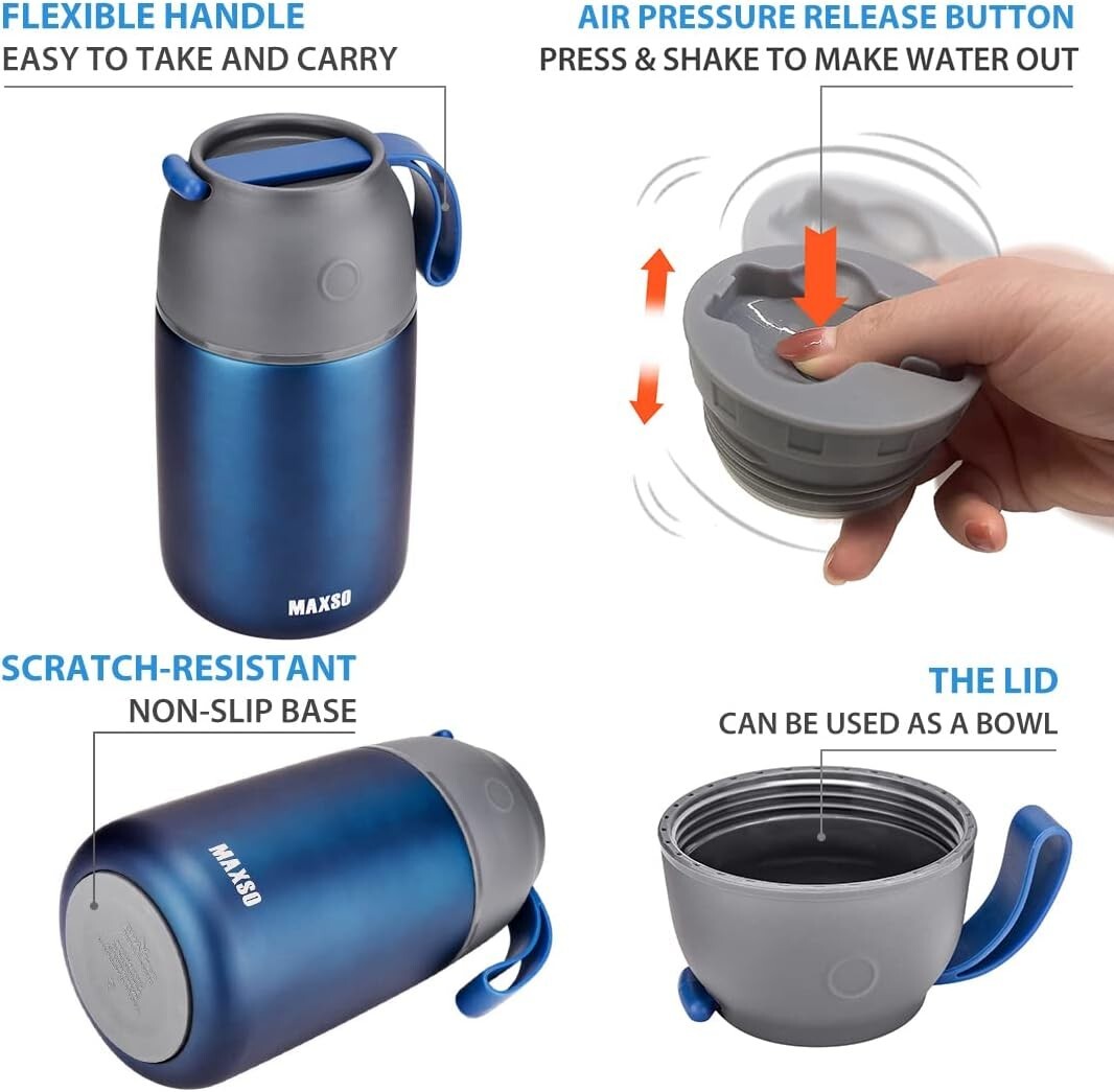 Stainless Steel Vacuum Food Jars - Keep Meals Hot & Cold for 24 Hours