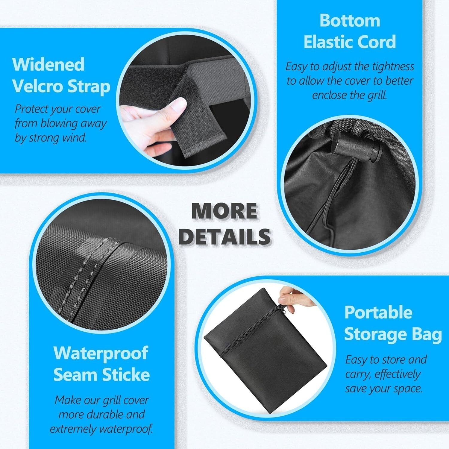 600D Waterproof Grill Cover with Portable Storage Bag - Secure & Easy to Clean