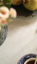 Load image into Gallery viewer, Farmhouse Vintage Linen Tablecloth for 67" Round Dining Tables - Floral Design