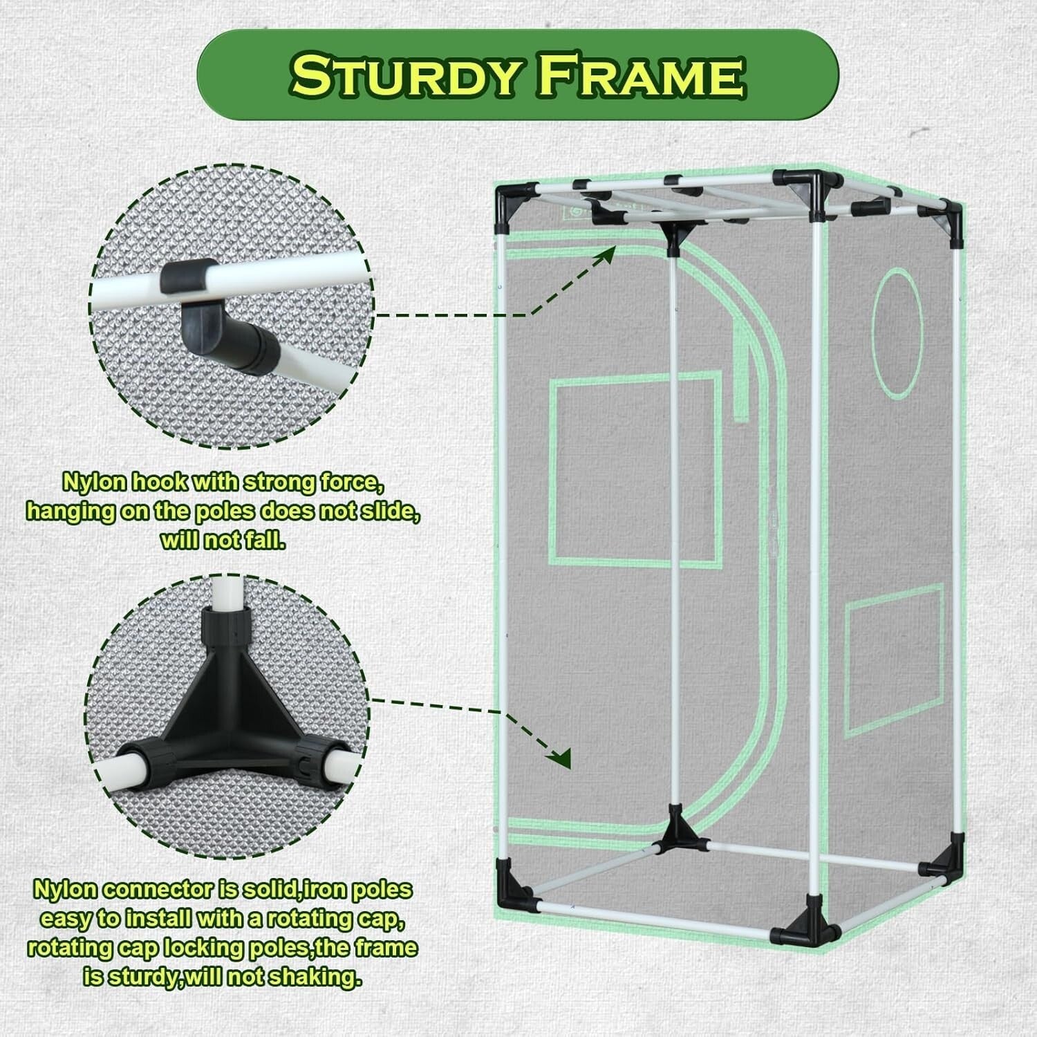 Alloy Steel Frame Hydroponic Grow Tent 24"x24"x48" - Sturdy Plant Environment