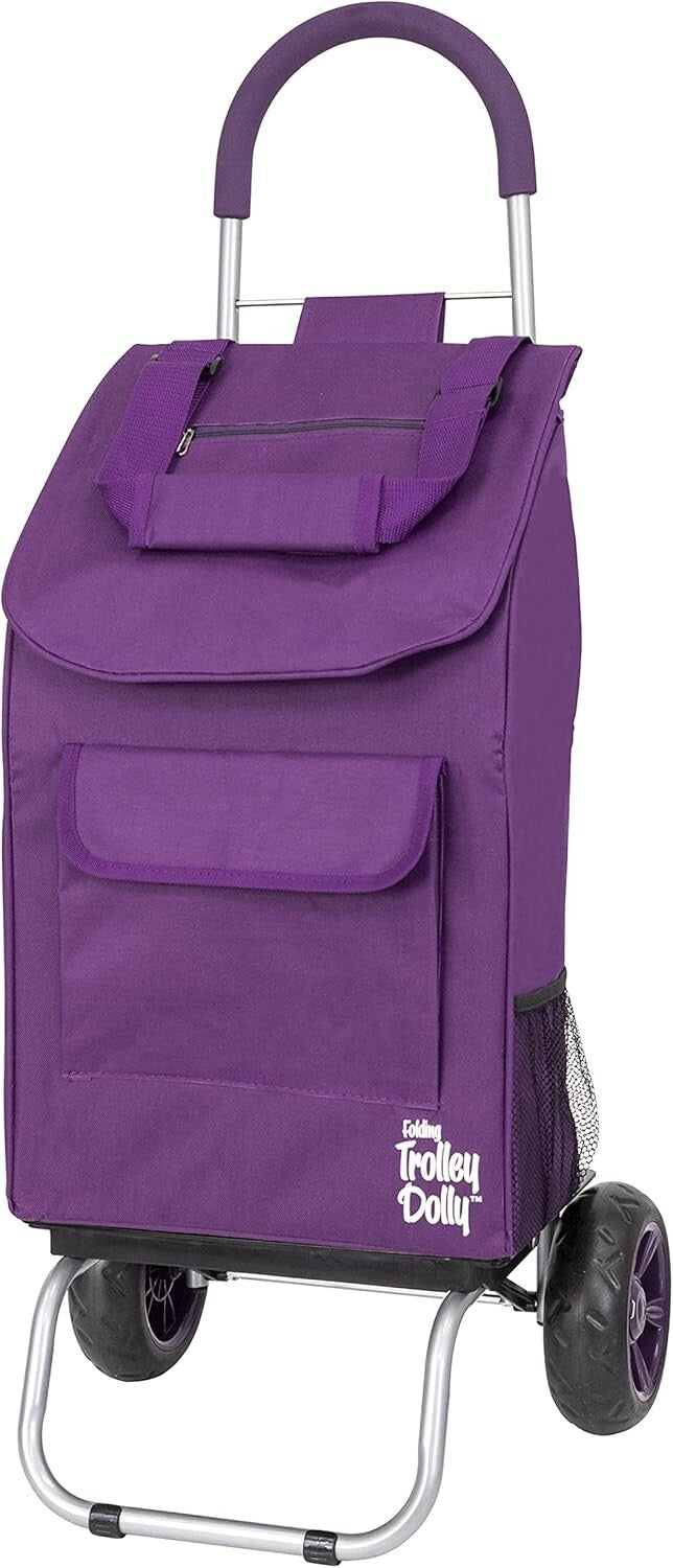 Durable Purple Shopping Cart with Removable Bag & Heavy Duty Wheels for Outdoors