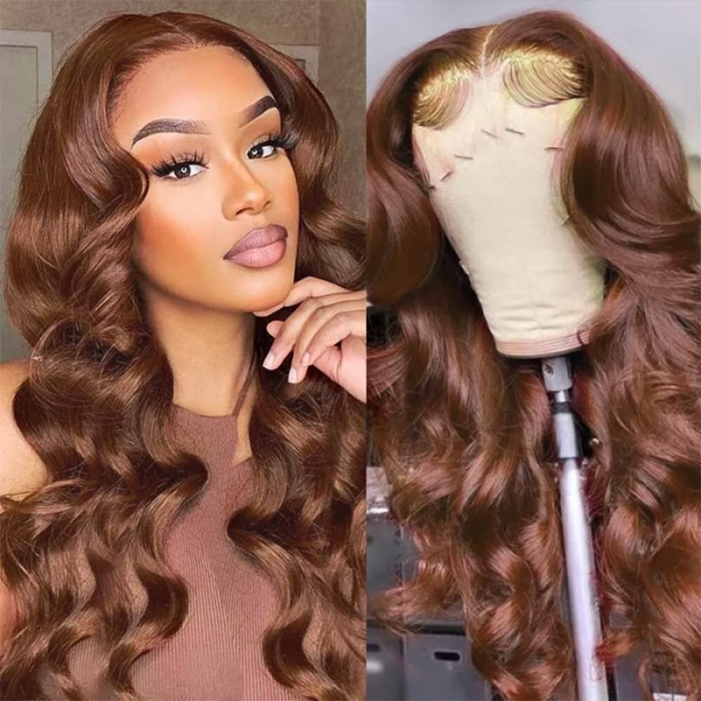 24 Inch 200% Density Brown Lace Front Wig - Soft Body Wave with Baby Hair