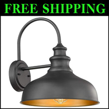 Load image into Gallery viewer, Elegant Outdoor Wall Lantern - Black &amp; Copper Gooseneck Barn Light Fixture