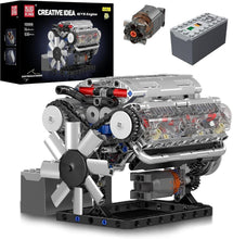 Load image into Gallery viewer, V8 Engine Building Blocks - 535 Pcs Model Kit with Motor &amp; Transparent Features
