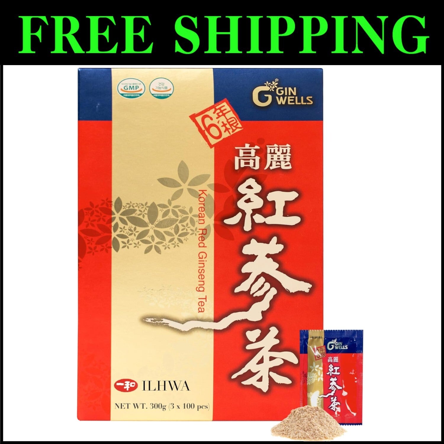 Ultimate Health Elixir: 100 Sachets of Korean 6-Year Red Ginseng Tea - 300g
