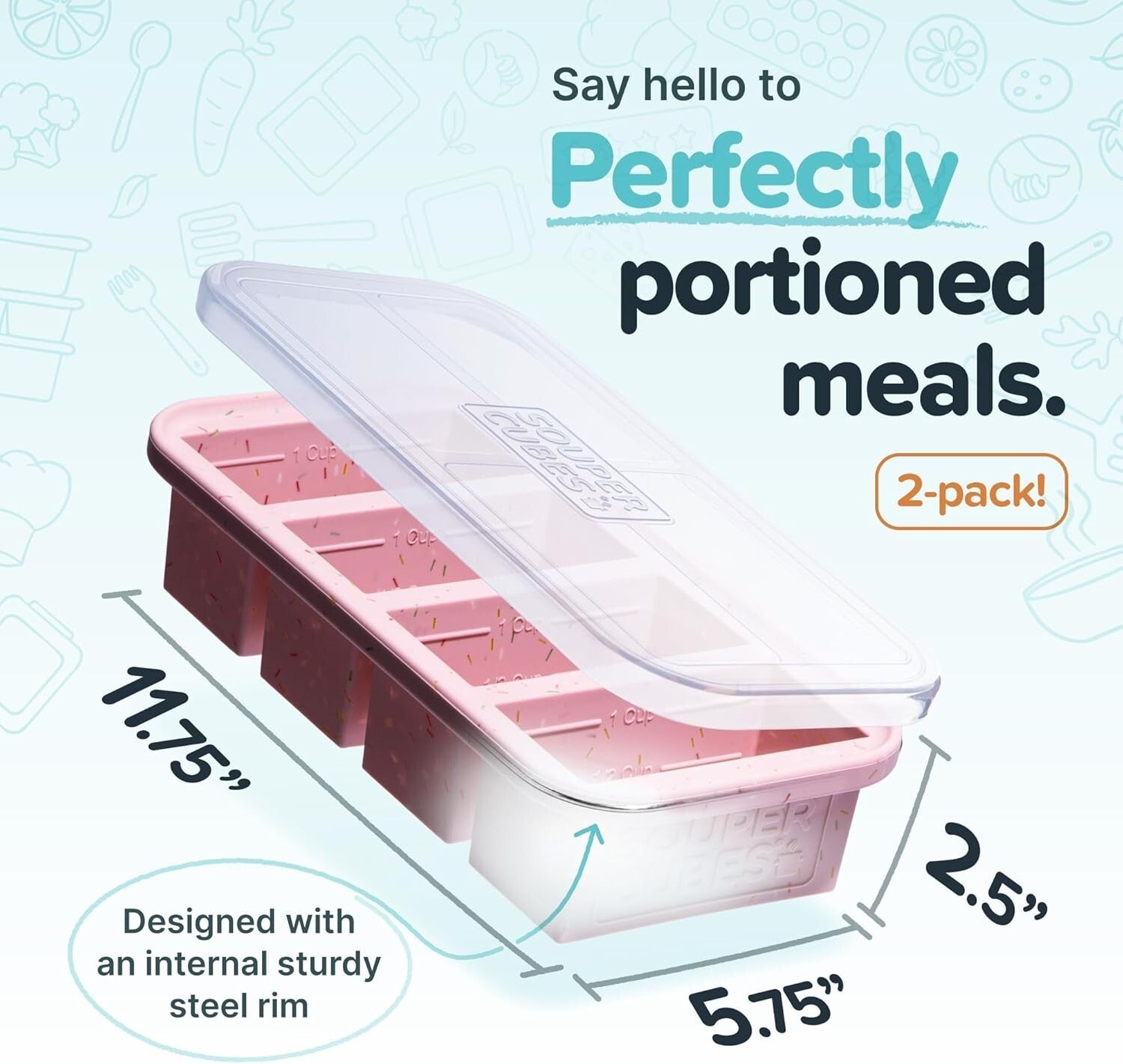 BPA-Free 1 Cup Silicone Freezer Tray with Convenient Lids for Organized Freezing