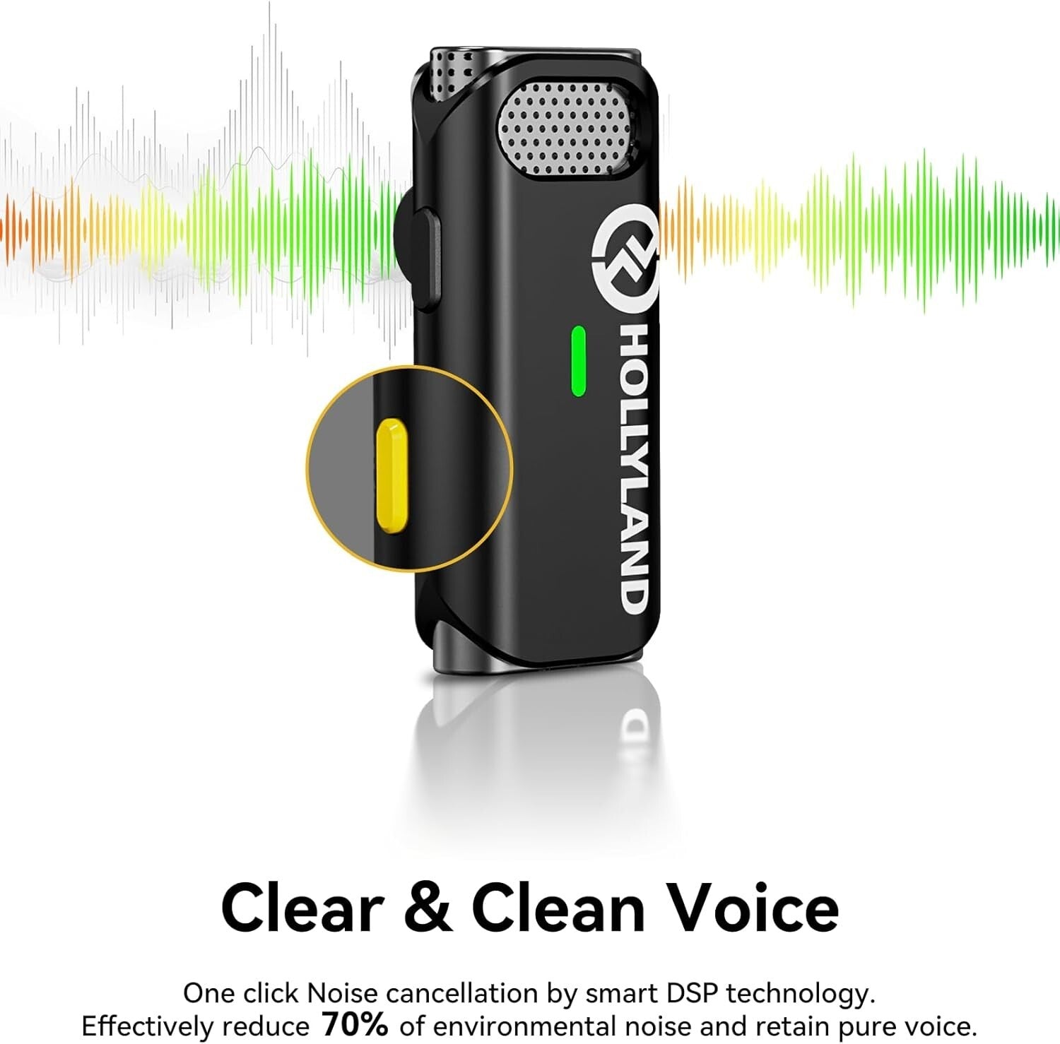 Active Noise Cancelling Lavalier Mic - 32H Battery, Ideal for iPhone/iPad Users