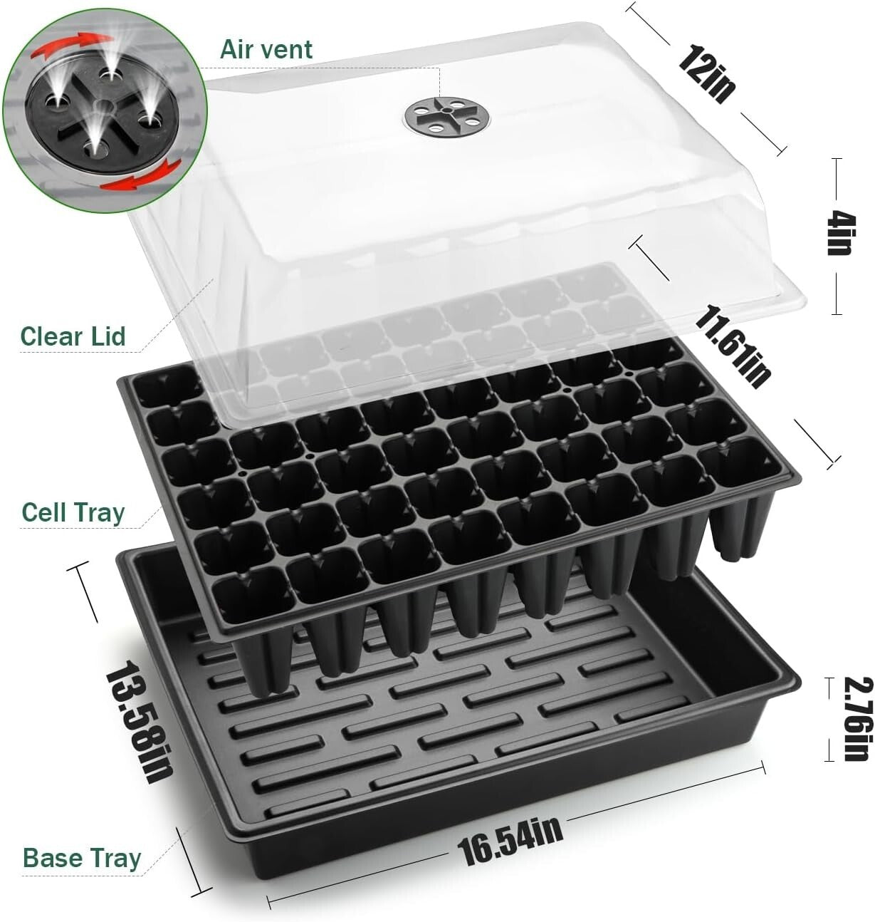 Heavy-Duty 5-Pack Seed Starter Trays with Leak-Proof Dome for Indoor/Outdoor Use