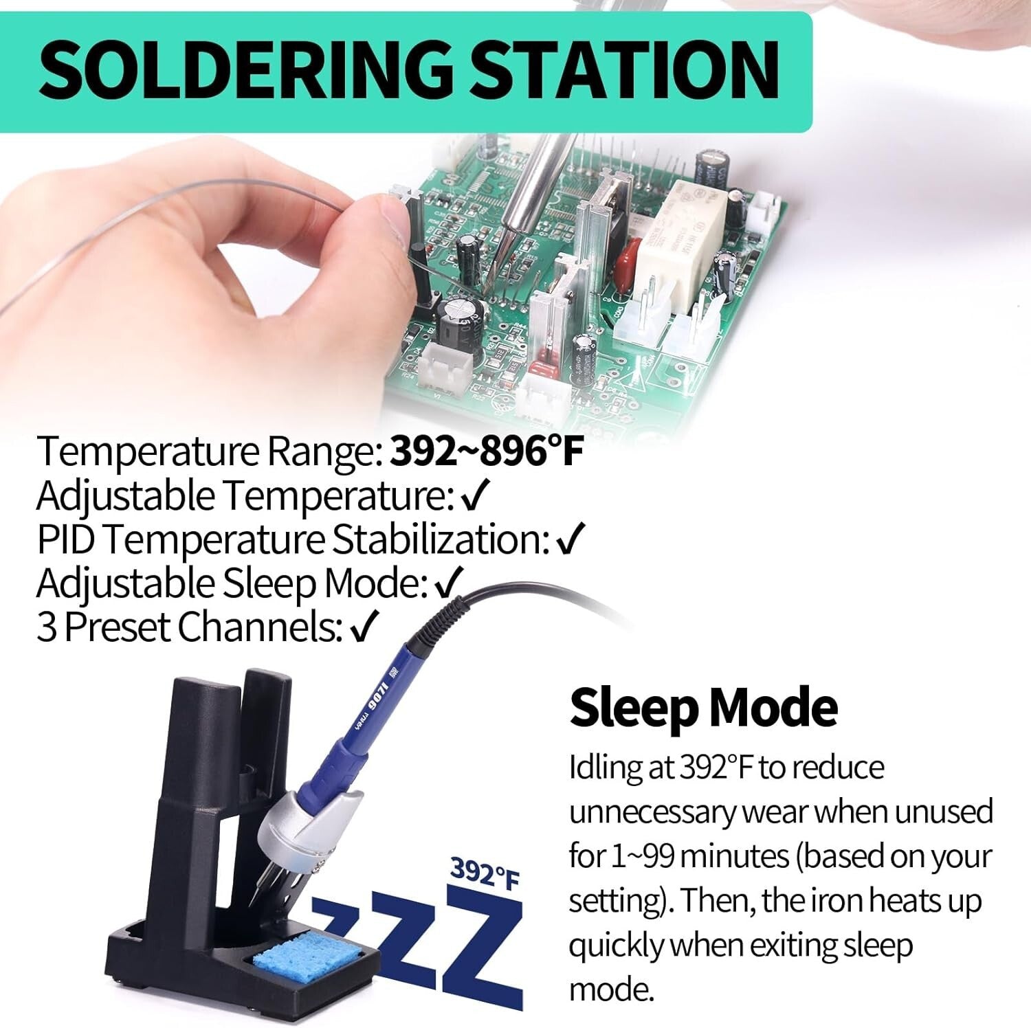 Efficient 30V 5A Hot Air Rework Soldering Station - PID Temperature Control Tech