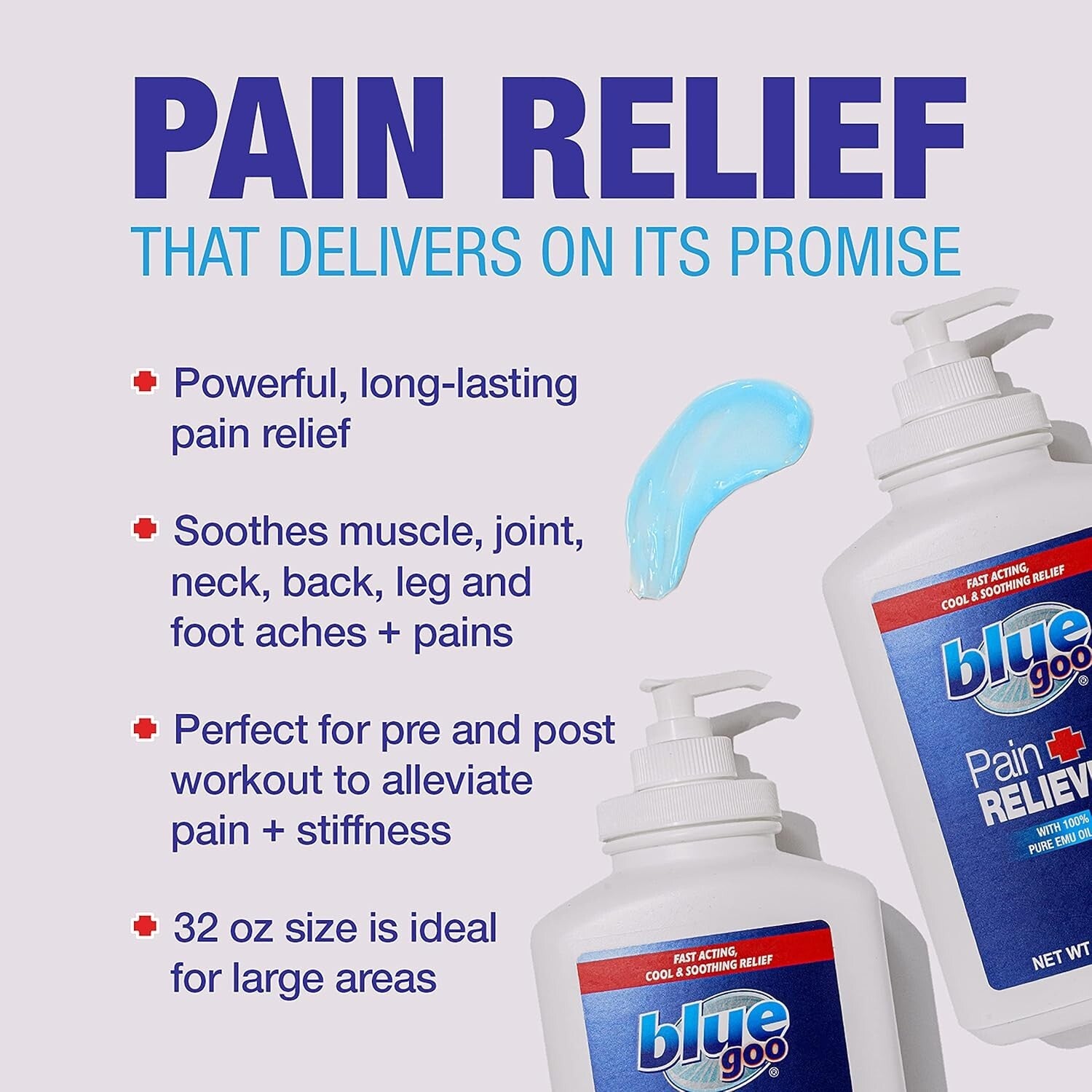 2-Pack 32 oz Emu Oil Pain Relief Gel - Cooling & Soothing Formula for Sprains
