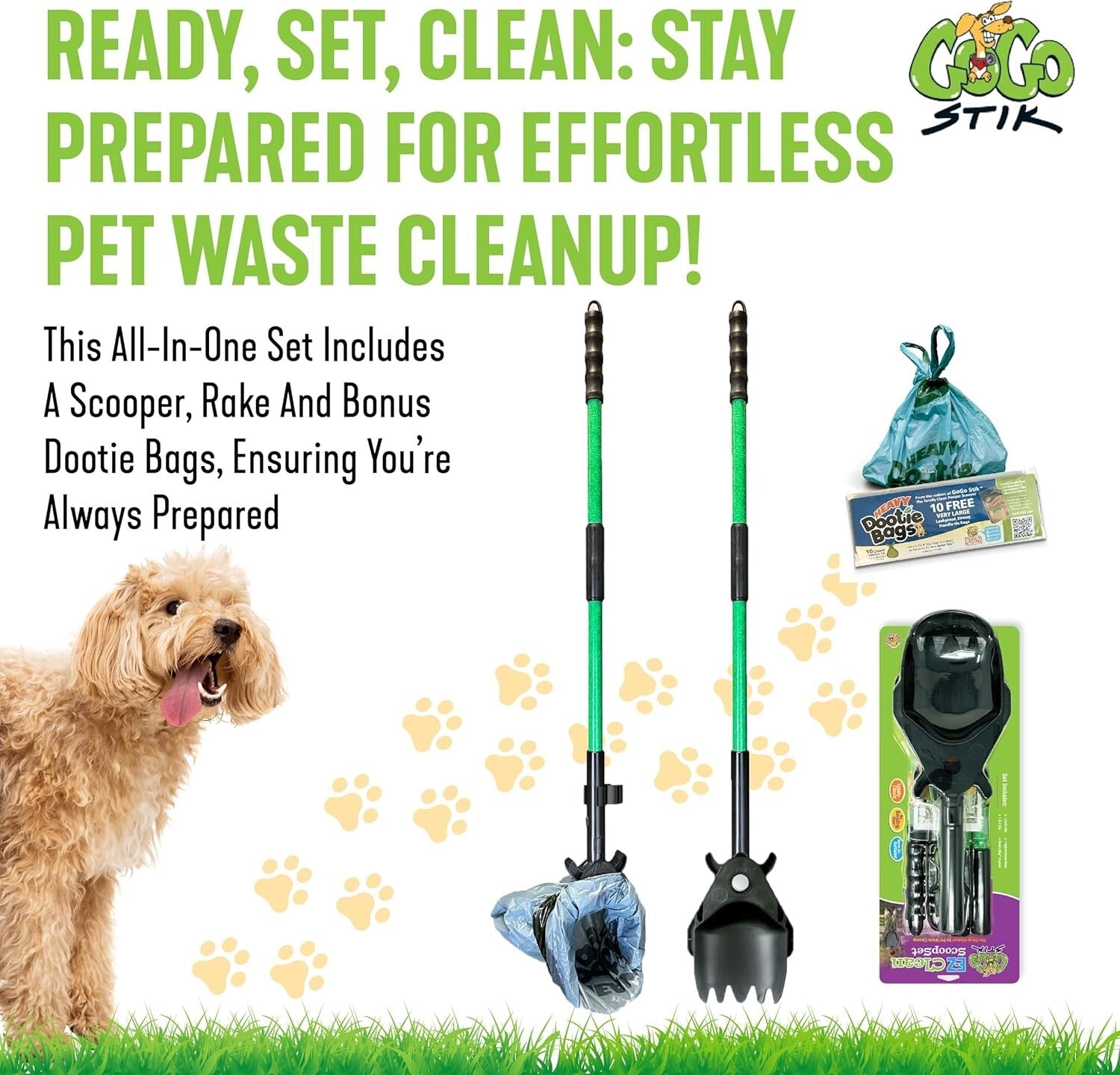 Compact Ergonomic Pooper Scooper and Rake Combo for Efficient Dog Waste Cleanup