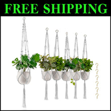 Load image into Gallery viewer, Versatile 6-Pack Plant Holders with Macrame Design - Indoor/Outdoor Use