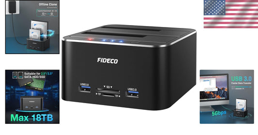 Elegant Aluminum USB 3.0 HDD Dock - Supports 18TB, Compatible with Windows/Mac