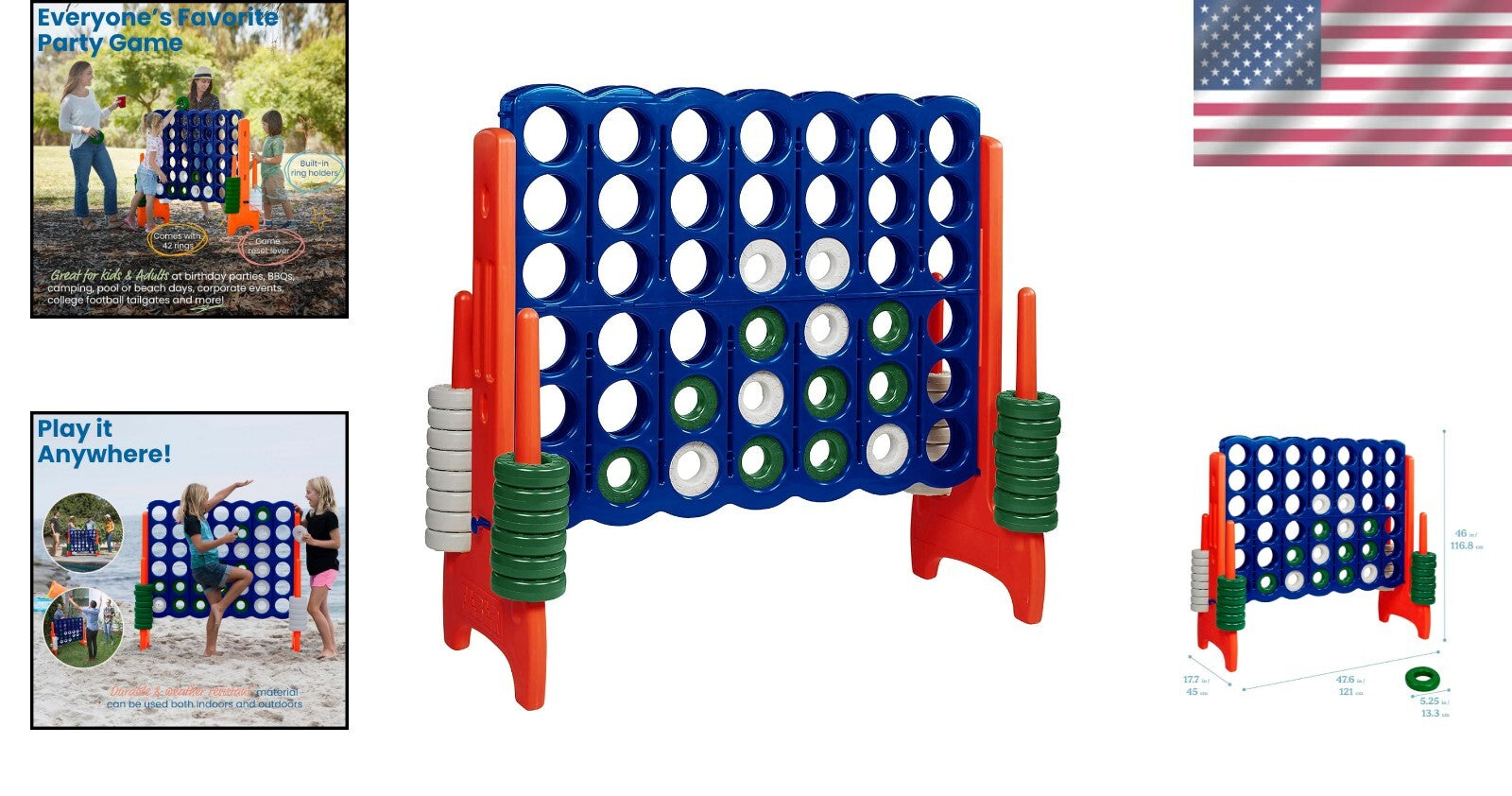 Extra-Large 4-to-Score Game - Durable Blue/Orange Outdoor/Indoor Fun