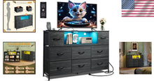 Load image into Gallery viewer, Stylish Charcoal Black 8-Drawer Dresser for Living Room &amp; Bedroom with USB Ports