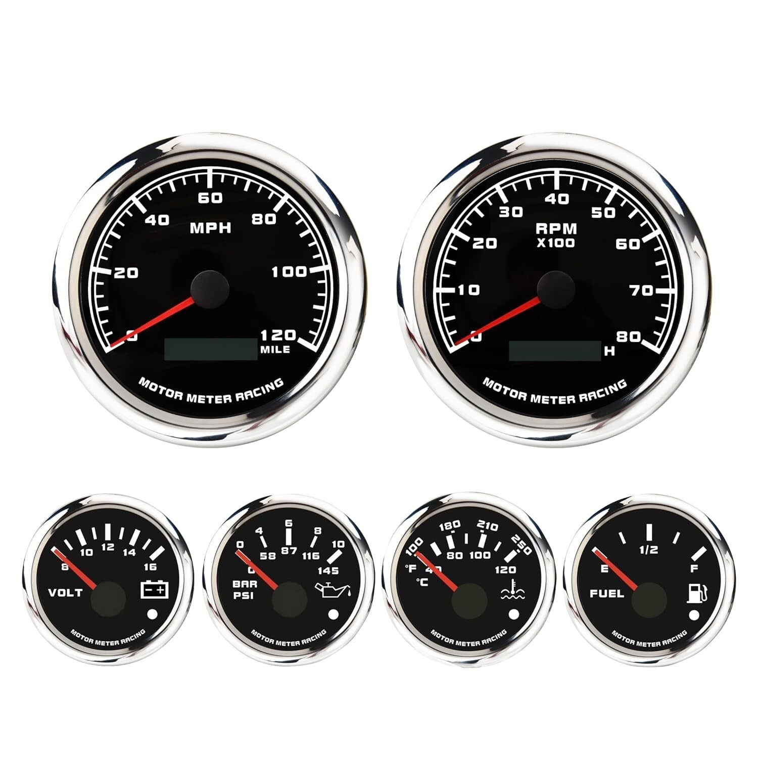 Universal 6 Gauge Monitoring - Speedometer, Tachometer & Sensors for Car & Truck