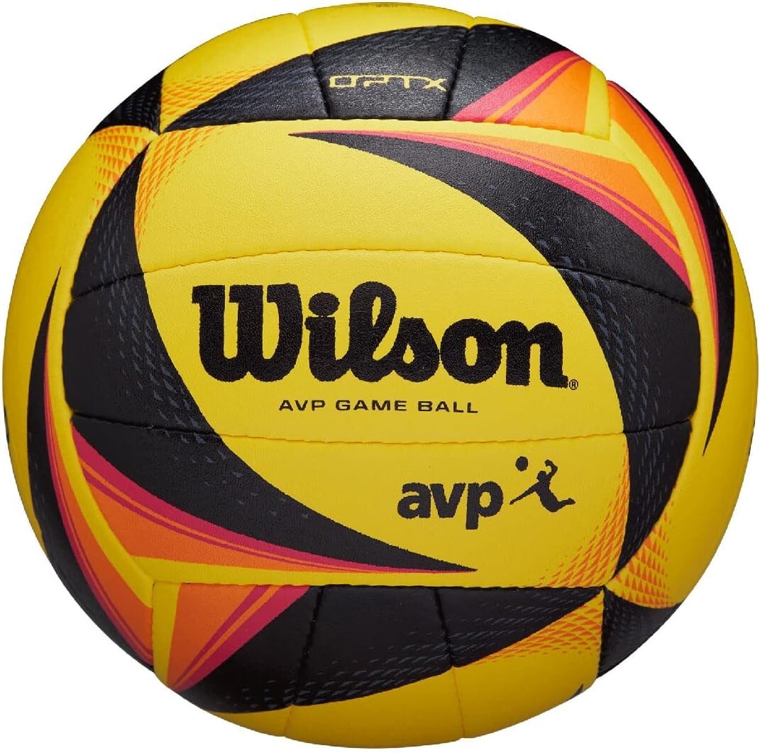 AVP OPTX Official Size Volleyball - Yellow/Black, Beach-Ready Performance