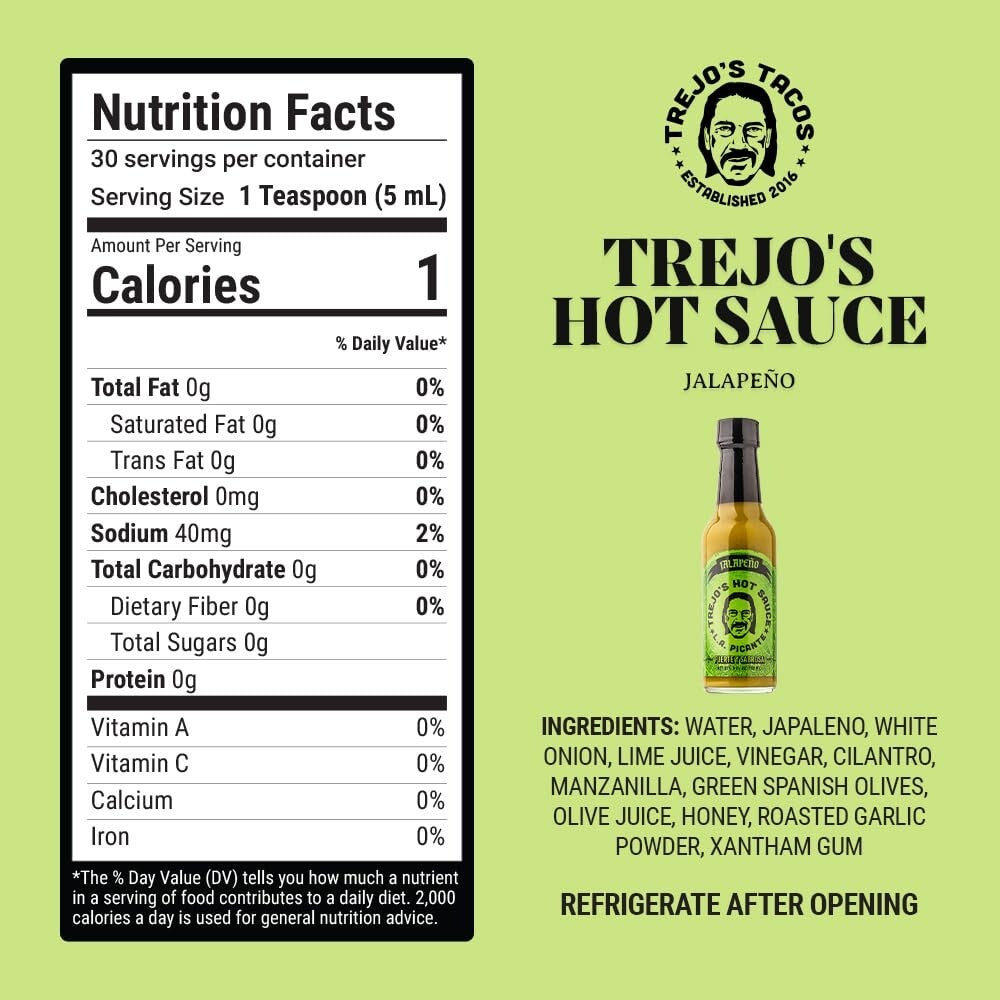 Flavorful Trejo's Hot Sauce with Lime, Honey & Green Olives | Non-GMO | 12 Count