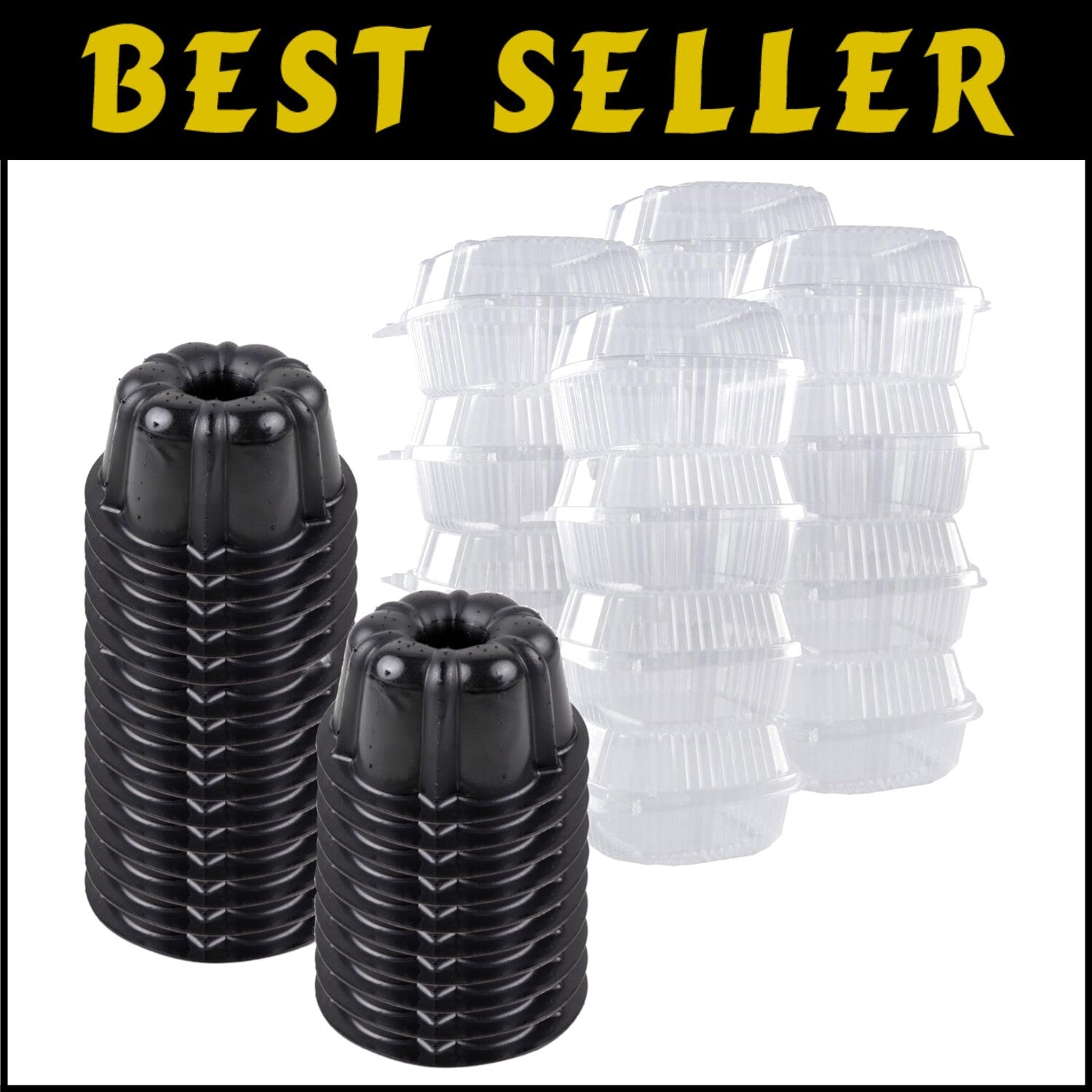 Innovative Bakeable Plastic Mini Cake Pan Set - 25 Pans + Storage Containers