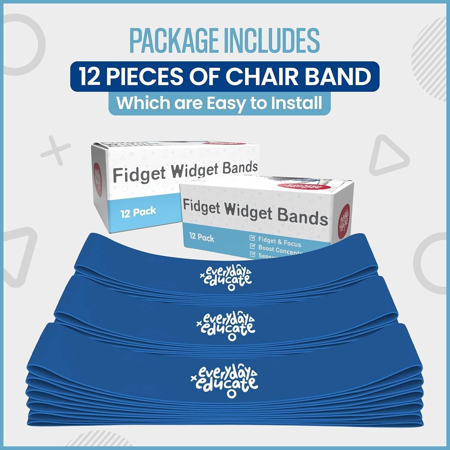 Chair Bands for Kids - Engage Muscles & Improve Focus - 24 Rubber Fidget Bands