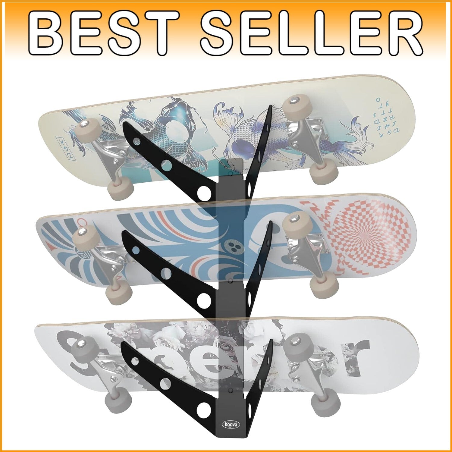 Creative 3 Board Wall Rack – Space-Saving Skateboard & Scooter Display Holder