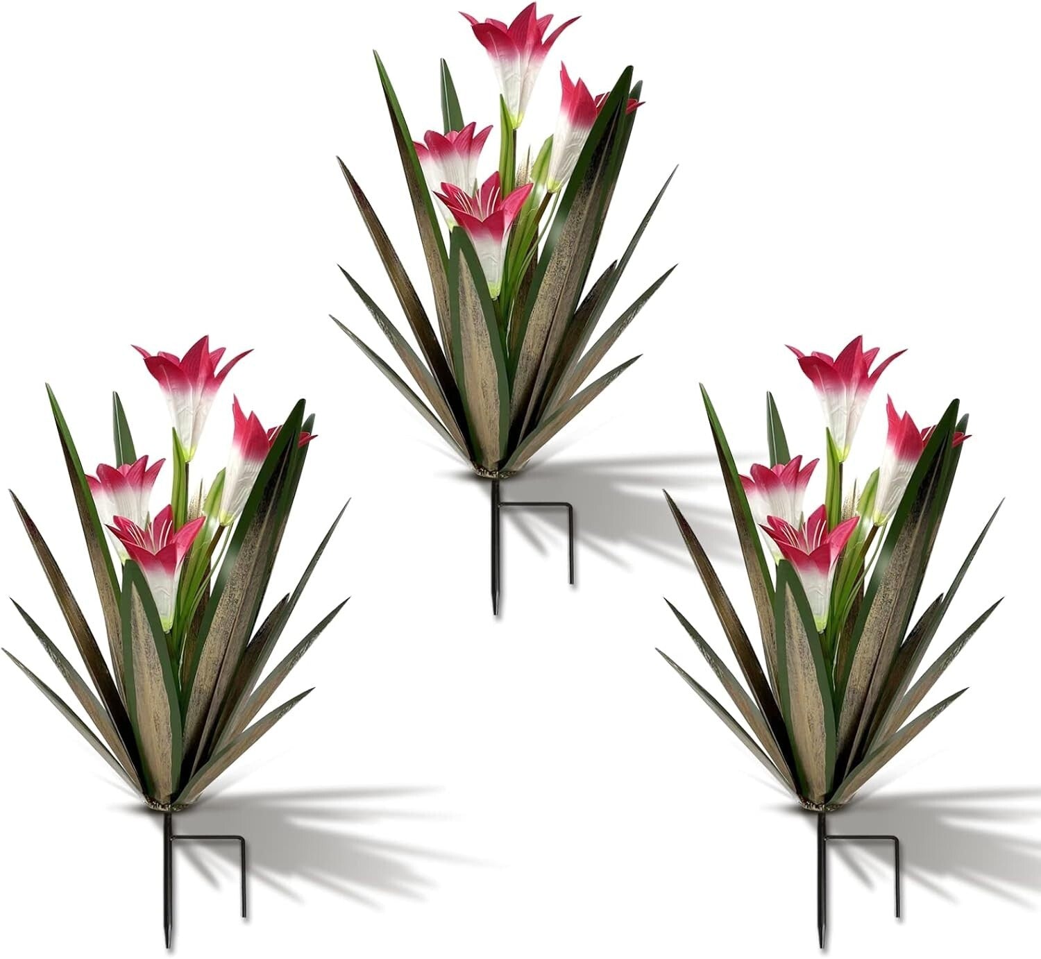 Rustproof Metal Agave Plant Art with Waterproof Lilies – 16-inch Decorative Gift