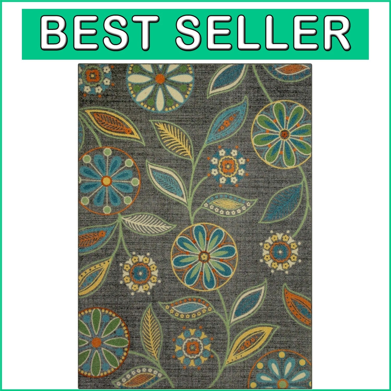 Machine Washable Bohemian Floral Area Rug 7x10' - Easy Care for Modern Living